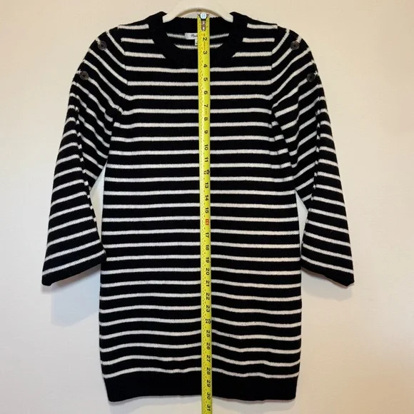 Madewell 100% Merino Wool Black/White Striped Sweater Dress Size Small - Picture 10 of 14